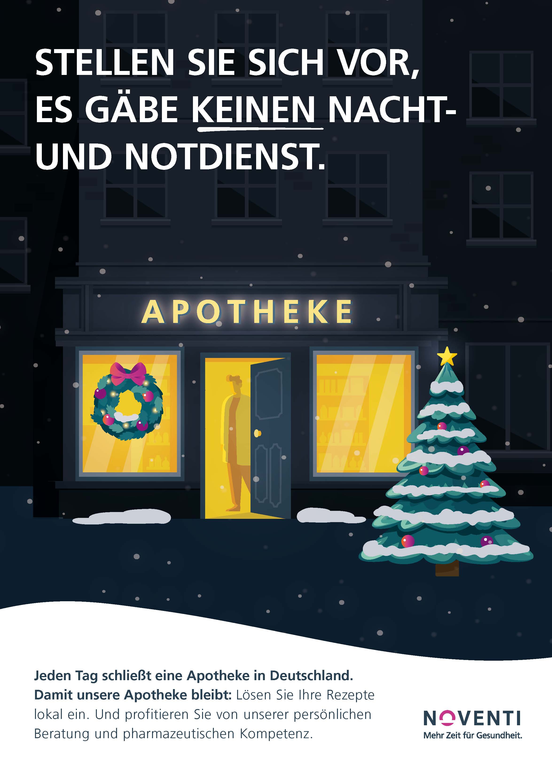 „Stellen Sie sich vor, es gäbe keinen Nacht- und Notdienst“: NOVENTI dankt mit Weihnachtsaktion Deutschlands Vor-Ort-Apotheken und macht gleich